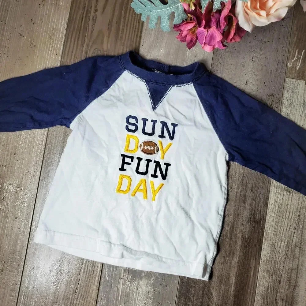 Gymboree baby boy Size 18-24 month Sunday Funday Football Long Sleeve Tee